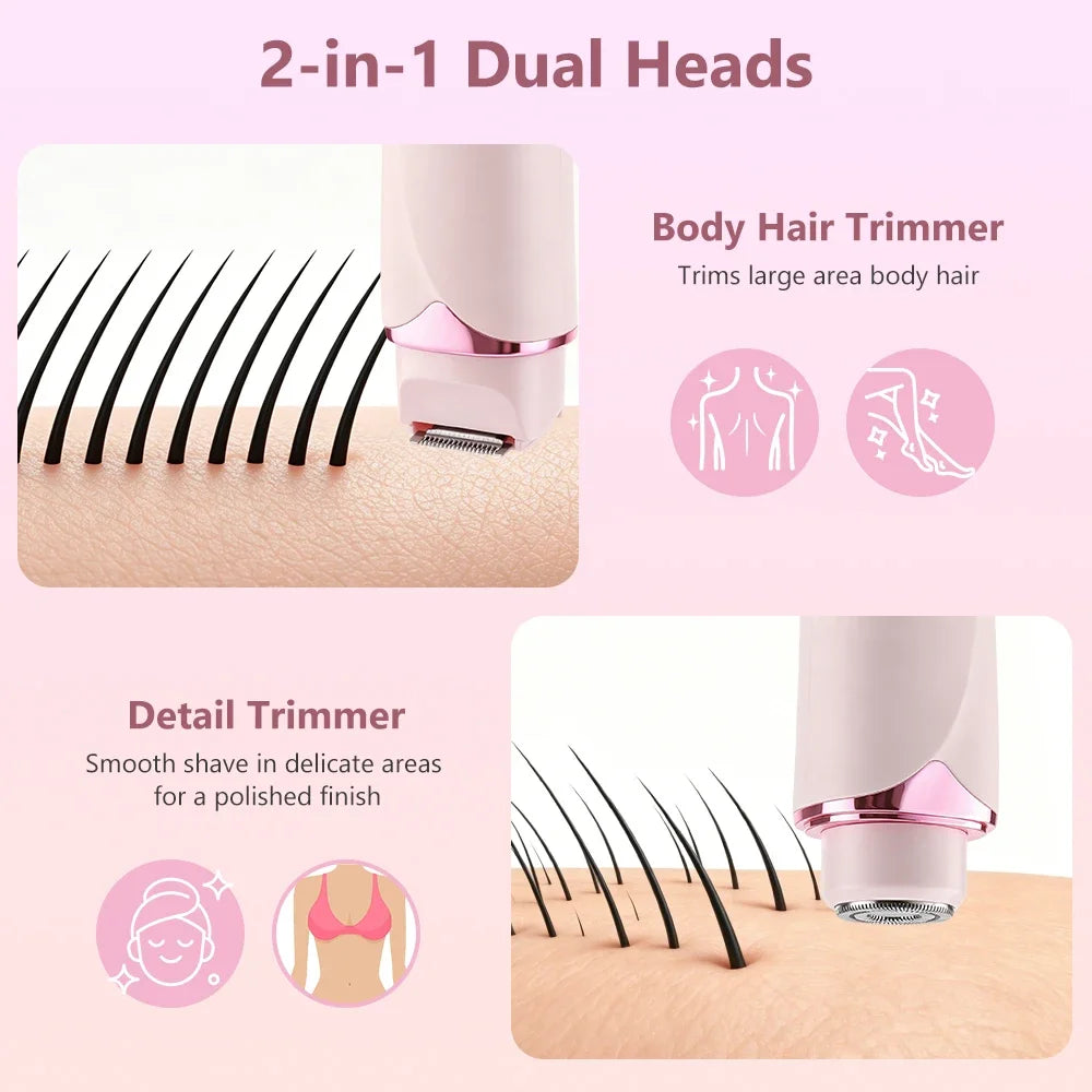 2-in-1 Bikini Trimmer for Women | Electric Shaver for Body & Intimate Areas