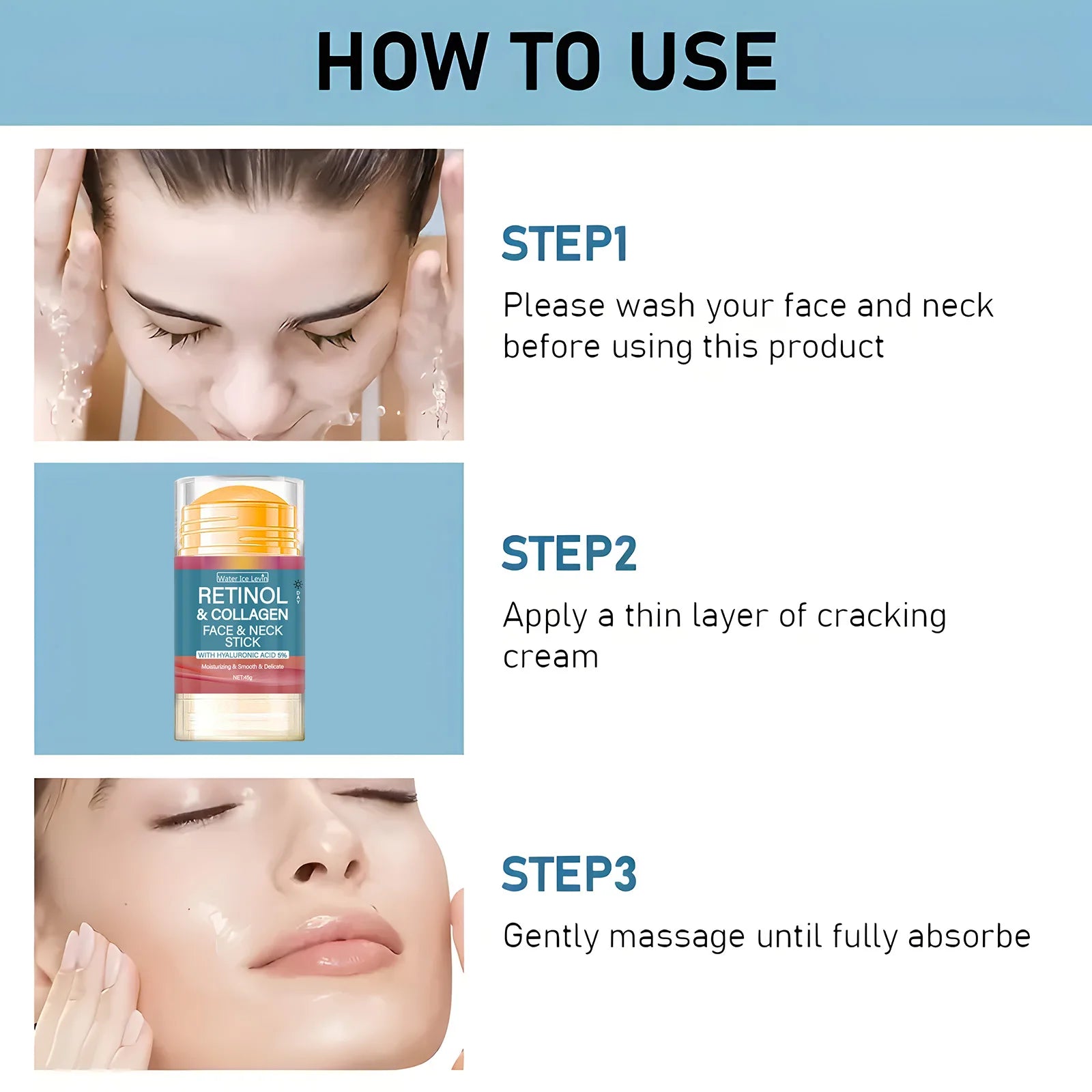 Retinol & Collagen Face Stick – Hydrating Hyaluronic Acid Balm for Firming & Neck Care